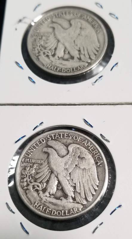2 WALKING LIBERTY HALF DOLLARS 1942-S 1945