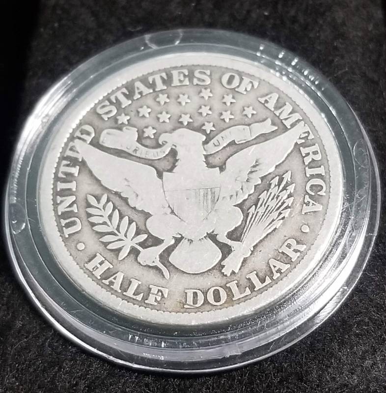 1907 BARBER SILVER HALF DOLLAR IN AIRTITE