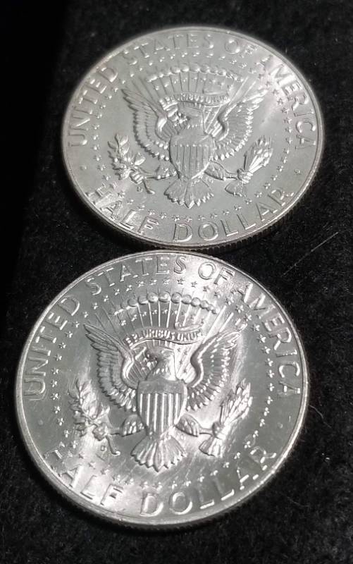 2 BU-UNC 1964 KENNEDY SILVER HALF DOLLARS