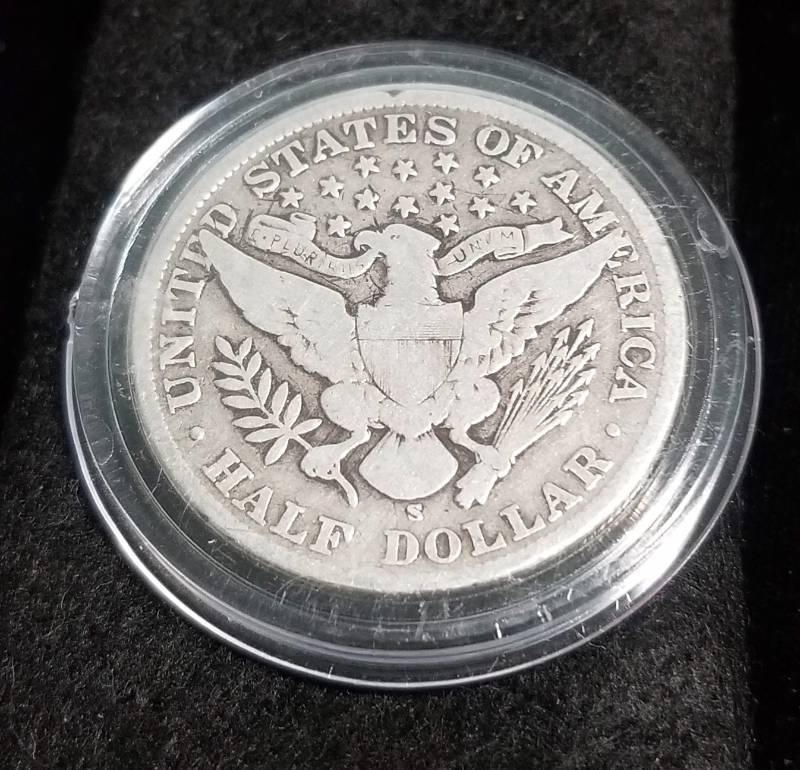 1906-S BARBER SILVER HALF DOLLAR IN AIRTITE
