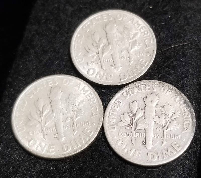 3 EARLY DATE ROOSEVELT DIMES 1946-S 1947-S 1952-S