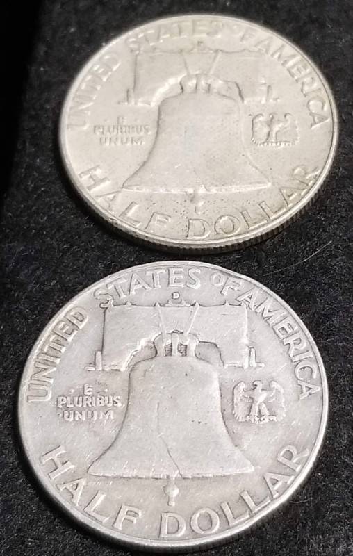 2 FRANKLIN HALF DOLLARS 1957-D 1960-D