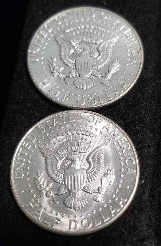 2 BU-UNC 1964 KENNEDY SILVER HALF DOLLARS