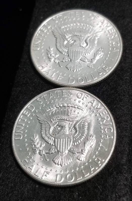 2 BU-UNC 1964 KENNEDY SILVER HALF DOLLARS