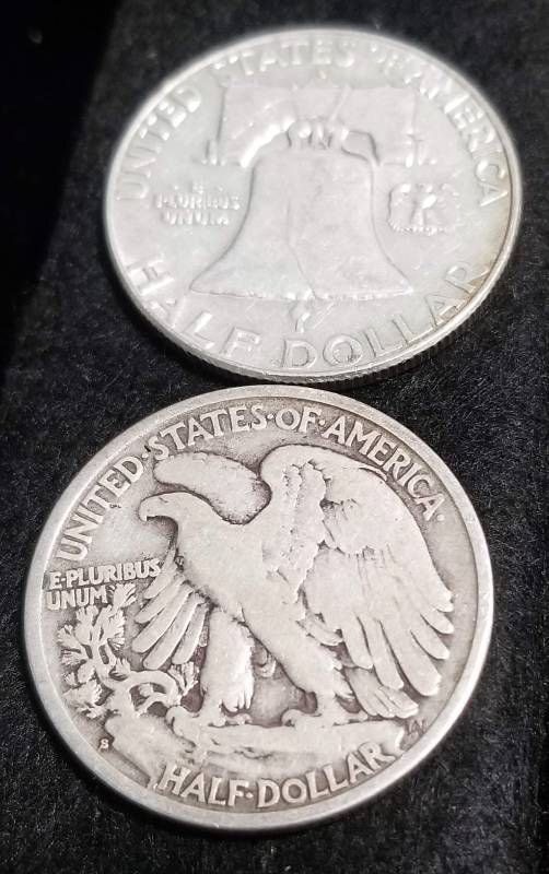 2 SILVER HALF DOLLARS 1939-S WALKING LIBERTY 1963-D FRANKLIN