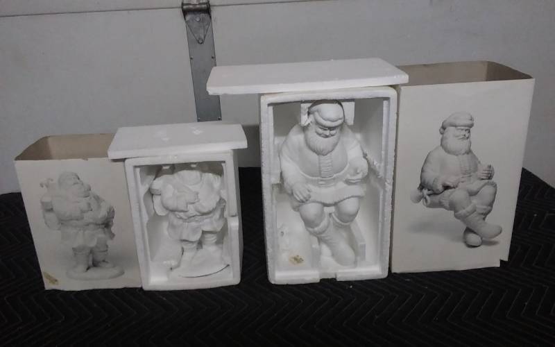Department 56 2-Winter Silhouette-Plain Porcelain Mantle Piece Santa 7894-9, Jolly Saint Nicolas 7801-8