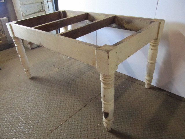 lot 9 image: Primitive Antique Pine Harvest Table Base