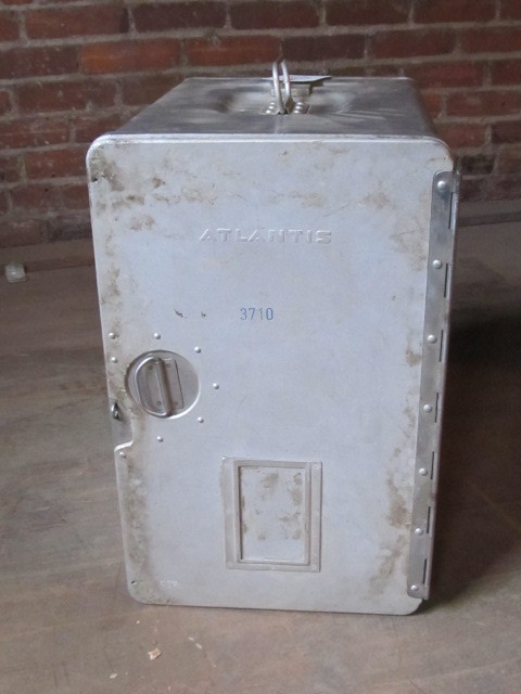 lot 52 image: Vintage German Atlantis Industrial Aluminum Storage Box Cabinet
