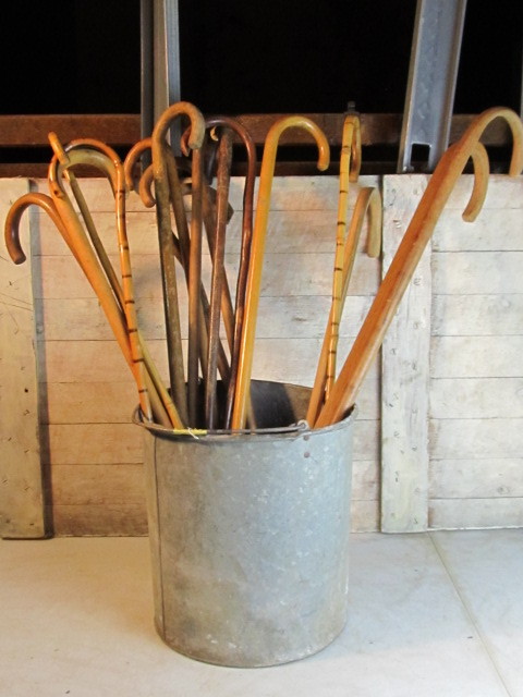 lot 63 image: Collection of Vintage Bentwood Bamboo etc Canes & Walking Sticks
