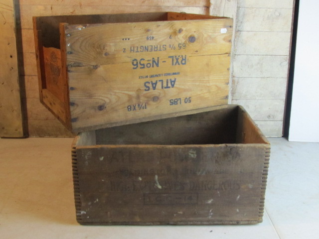 lot 65 image: Pair of Antique ATLAS Powder Company Explosives Dynamite Crates