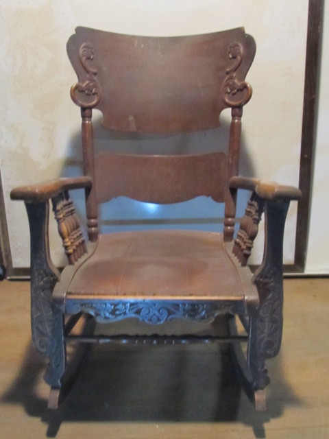 lot 79 image: Large Ornate Antique Large Rocking Chair
