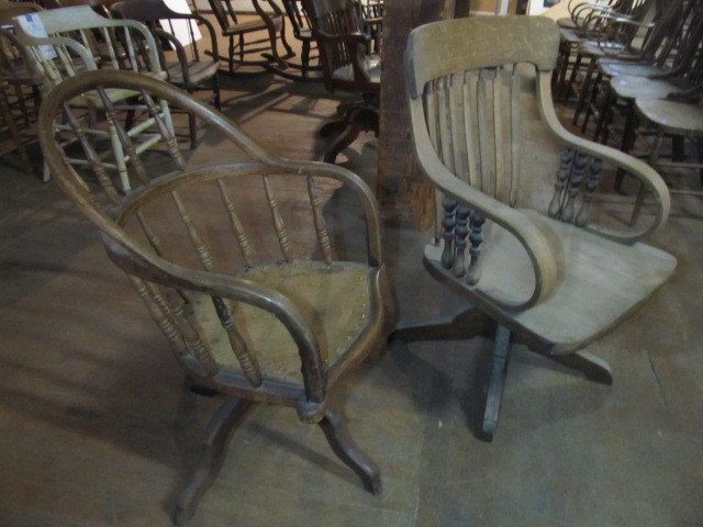 lot 91 image: 2 Antique Swivel Armchairs
