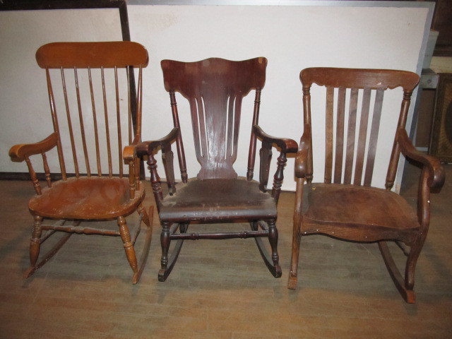 lot 94 image: 3 Antique Rocking Chairs
