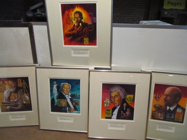 lot 99 image: Lot of 5 Framed Great Thinker Signed Prints
