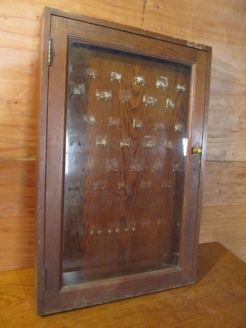 lot 227 image: Large Vintage Glass Top Wall or Table Top Display Case wHooks