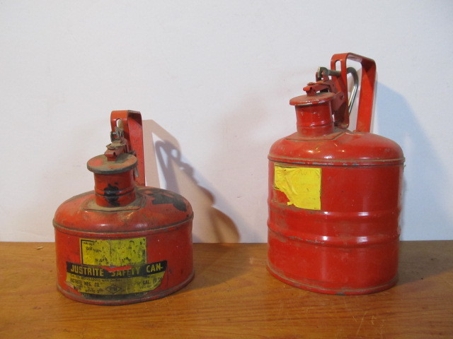 lot 257 image: 2 Vintage Industrial JUSTRITE Metal Safety Cans