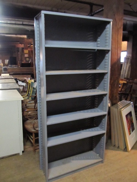 lot 266 image: Industrial Metal Storage Shelf Cabinet w Adjustable Height Shelves
