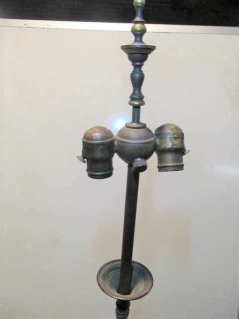 lot 326 image: Antique CopperBrass Dual-Light Floor Lamp