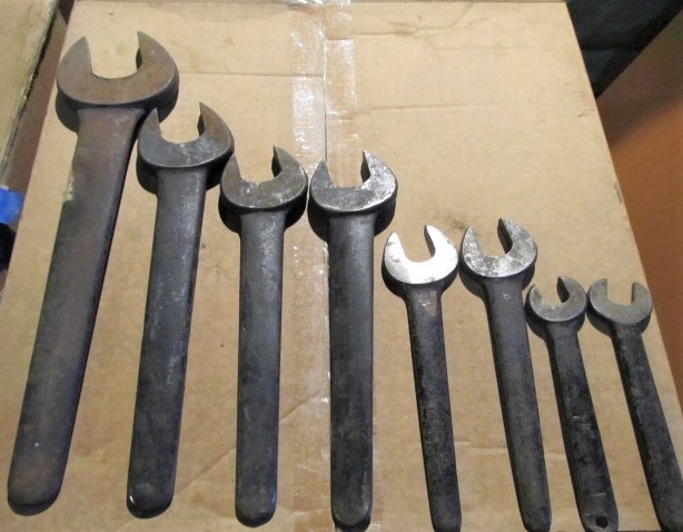lot 281 image: Set of 8 Heavy Duty Antique FAIRMOUNT Open Ended Wrenches