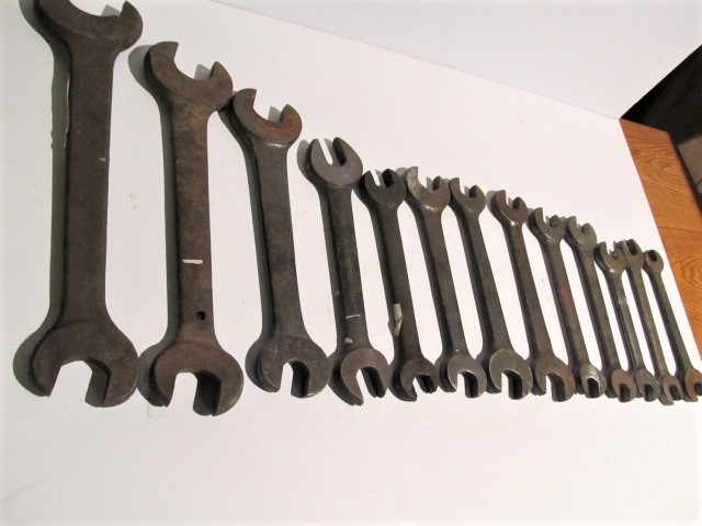 lot 282 image: Lot of 13 Large Vintage & Antique Open Ended Wrenches