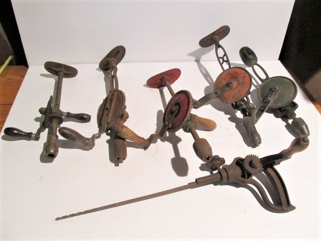 lot 291 image: Lot of 6 Antique Brace Bit Drills