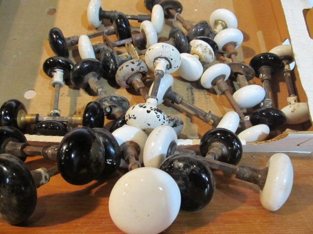 lot 379 image: Large Lot of Antique Door Knob Sets - Matched Pairs