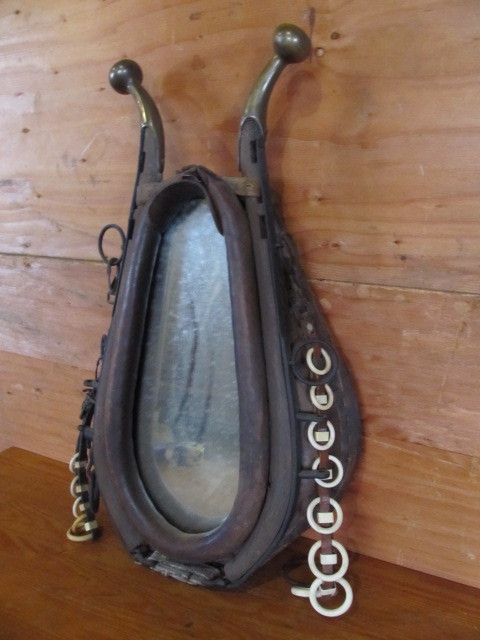 lot 115 image: Antique Leather Horse Yoke & Collar Mirror