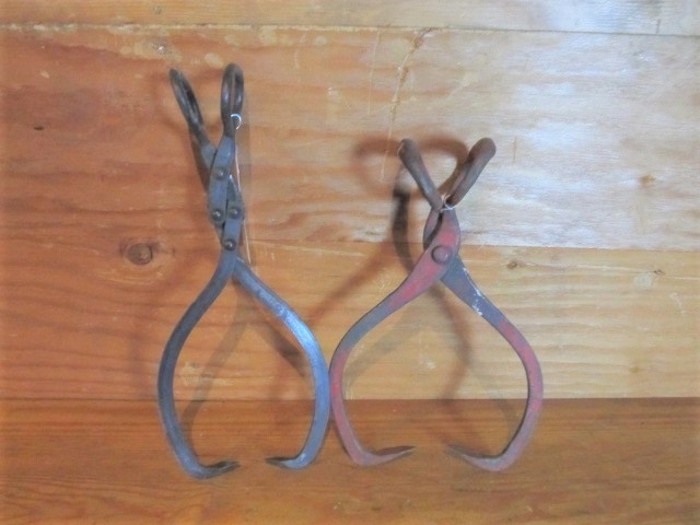 lot 144 image: 2 Pair of Antique Cast Iron Ice Tongs