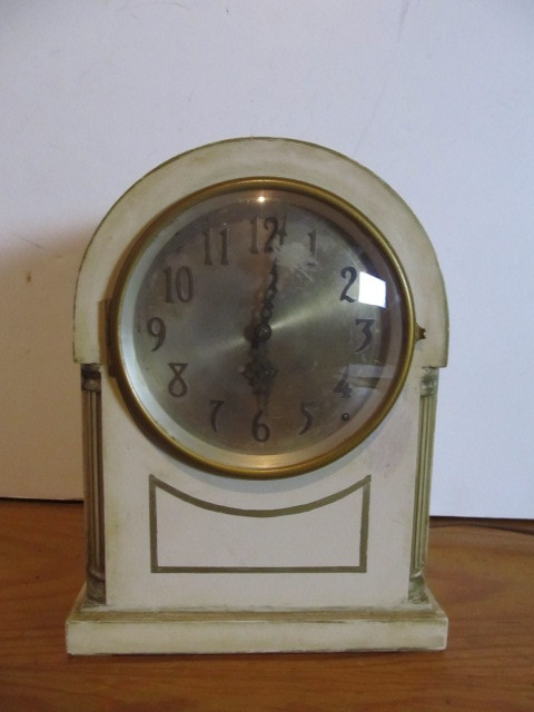lot 156 image: Old Vintage SETH THOMAS Tombstone Shape Mantel Clock