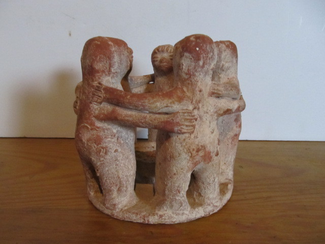 lot 157 image: Vintage Terra Cotta Sculpture of Embracing Figures