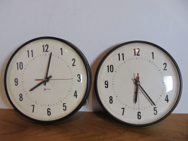 lot 163 image: Pair of Vintage SIMPLEX School Clocks