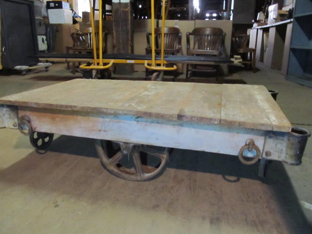 lot 347 image: Original Antique NUTTING RailroadWarehouse Industrial Cart