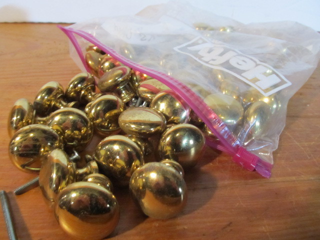 lot 380 image: Lot of 37 Solid Brass DrawerCabinet Pull Knobs