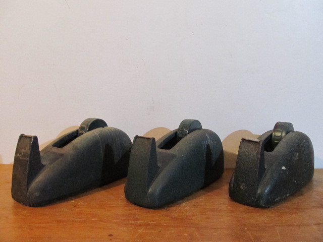lot 394 image: 3 LARGE Vintage Cast Iron Deco Tape Dispensers