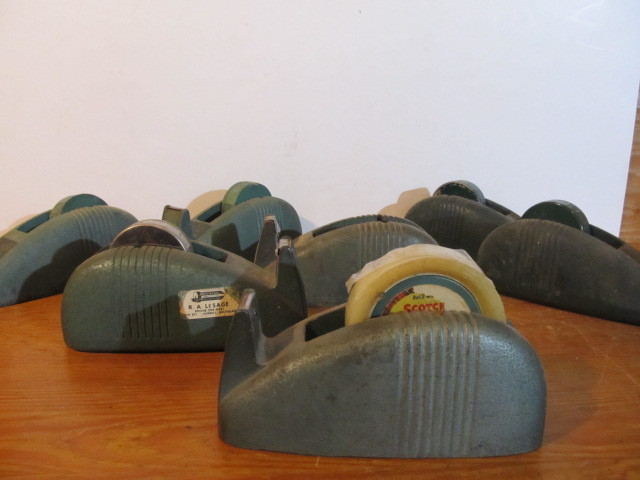 lot 395 image: Lot of 7 Vintage Cast Iron Deco Tape Dispensers