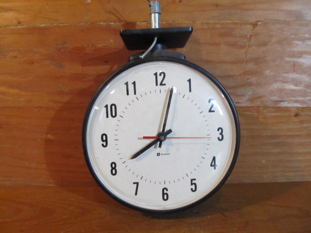 lot 401 image: Large Vintage SIMPLEX Double Sided School Clock