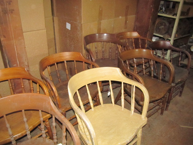 lot 426 image: Lot of 11 Vintage & Antique Curved Back Arm Chairs
