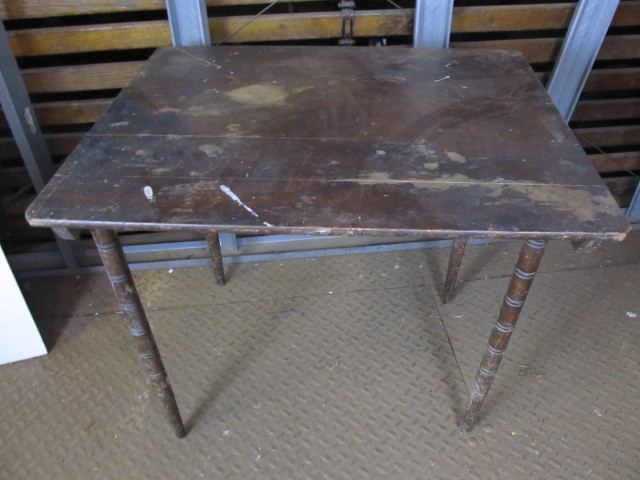 lot 370 image: Antique Wooden Table w Folding Legs