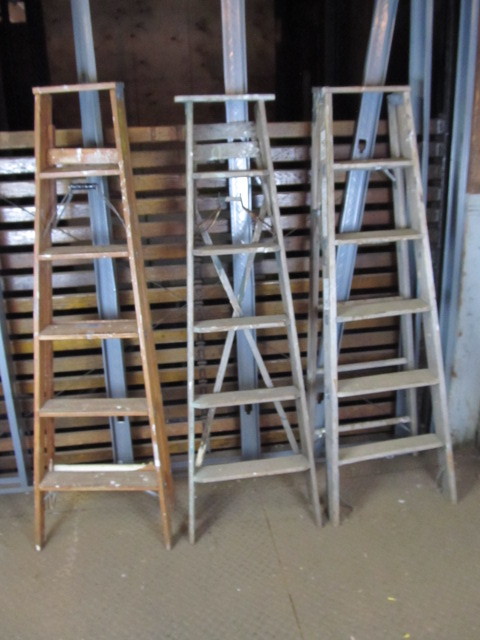 lot 399 image: Group of 3 Folding Wooden 6 Step Ladders