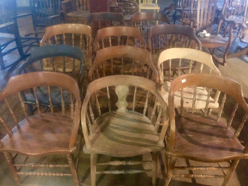 lot 425 image: Lot of 13 Vintage & Antique Curved Back Arm Chairs