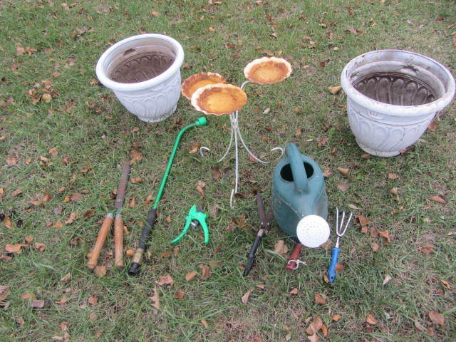 Plant Stand, Planters, Tools