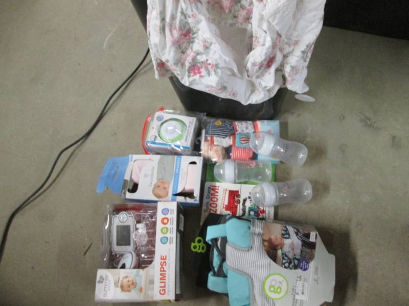 Large Trash Bin Full of Baby Items-...