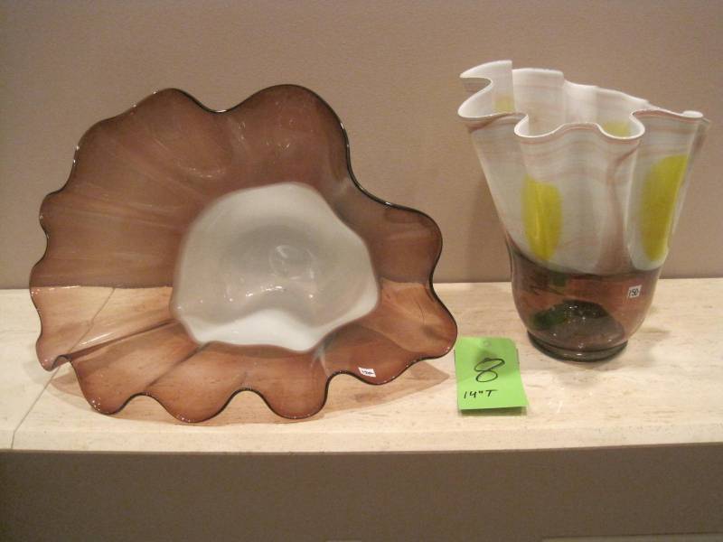 lot 8 image: 2 pieces of Large Murano Art Glass Bowls.