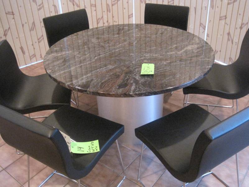 lot 13 image: Mid Century Marble Topped Dining Table.