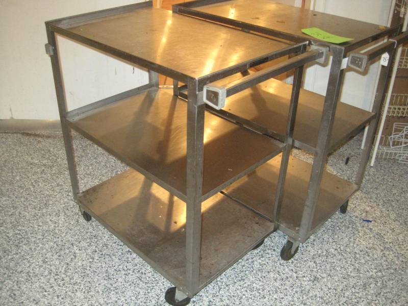 lot 31 image: Two stainless steel Carts on wheels for restaurant use etc.