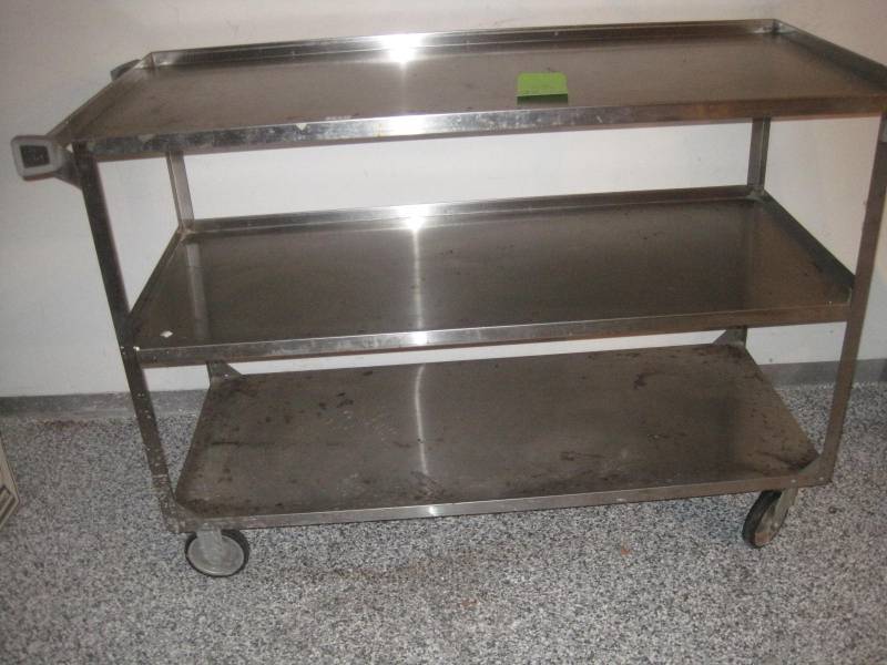 lot 33 image: Stainless steel Cart on wheels for restaurant use etc.