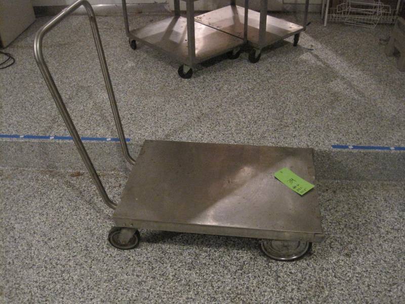 lot 34 image: Lakeside Stainless Steel Dolly cart on wheels for restaurant use etc.