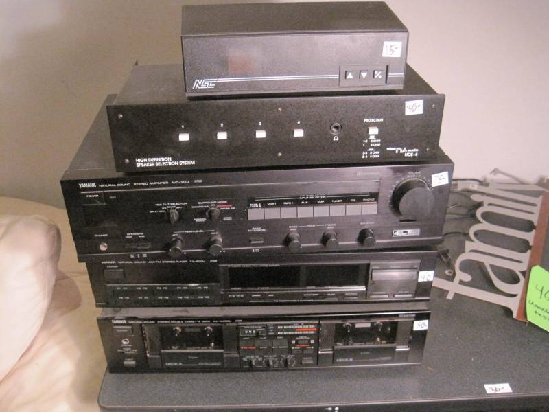 lot 46 image: Lot of 5 Vintage electronic equipment Amplifier, Tuner, Cassette Player, Speaker Selector