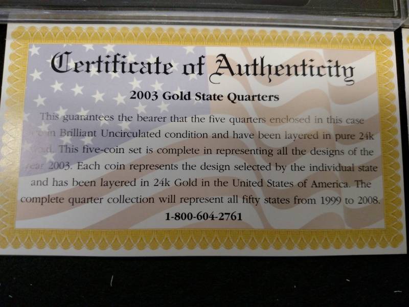 2003 Gold & Platinum State Quarters...