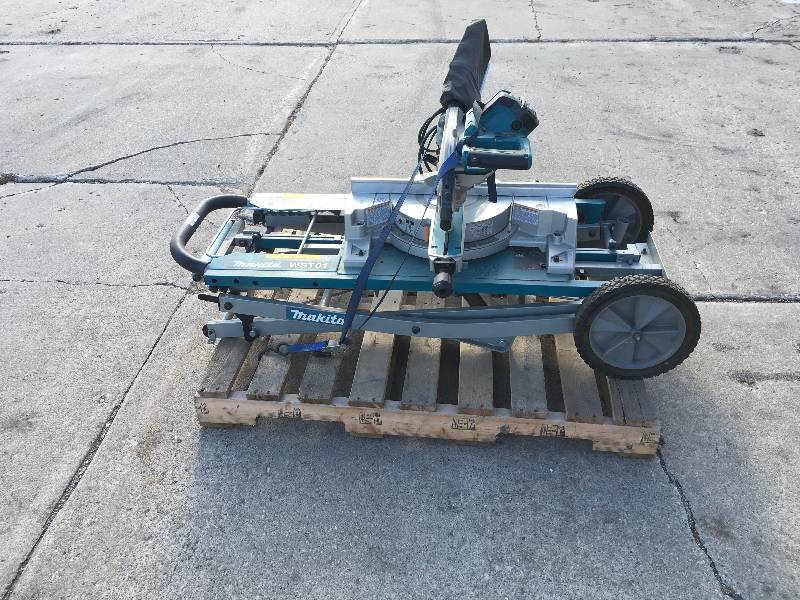 lot 159 image: Makita Large Rising Base Miter Saw & Stand